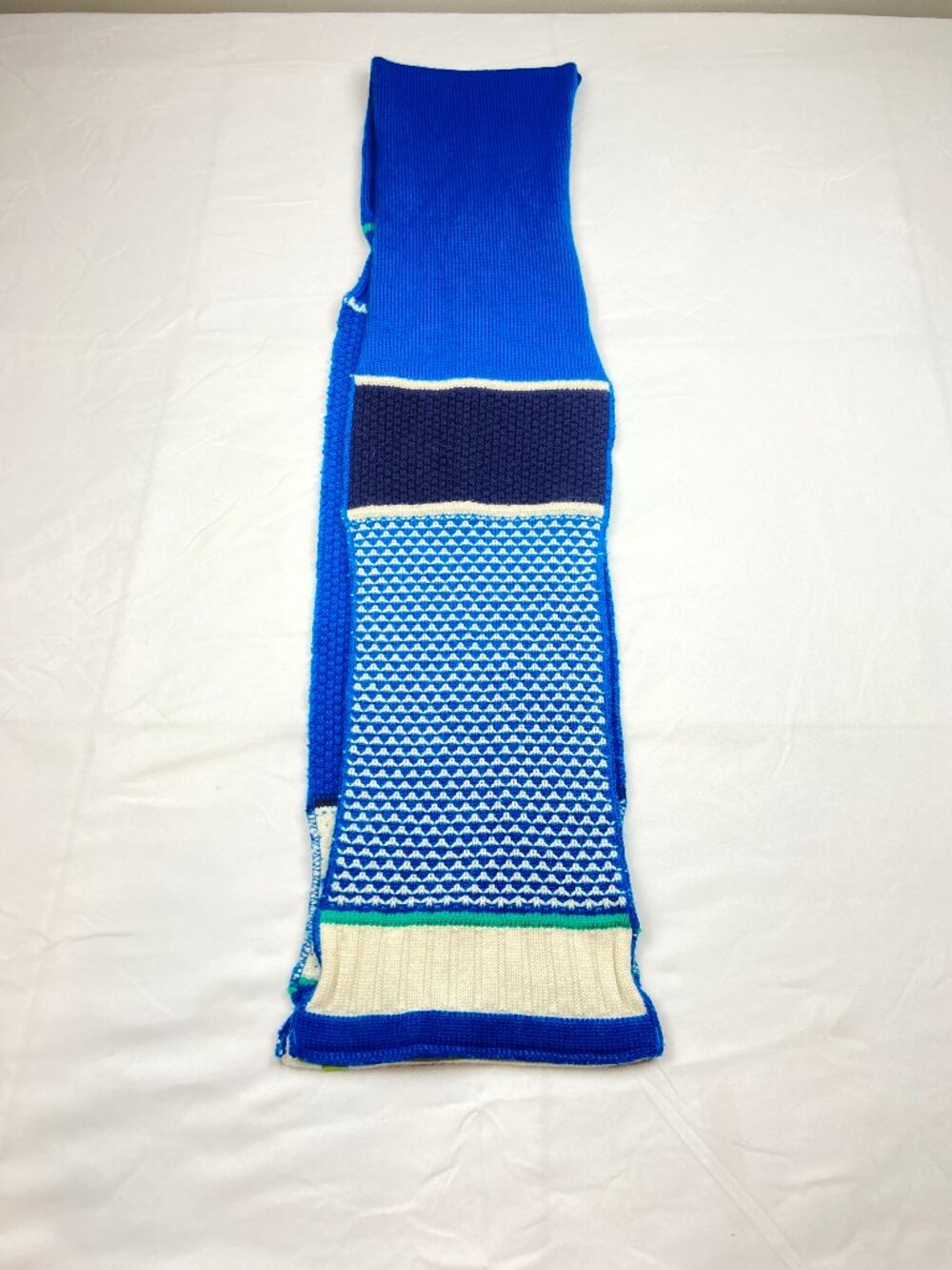 Smartwool Colorblock Knit Scarf Blue, Green & White 62"L x 8 1/2" W
